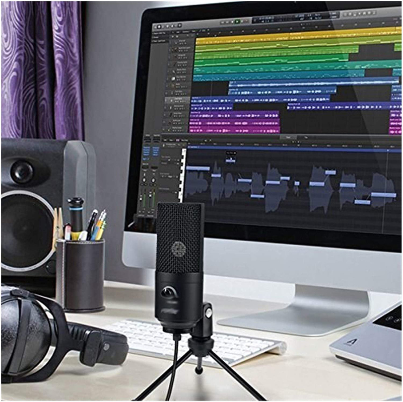 Fifine Metal USB Condenser Recording Microphone for Laptop MAC Or Windows Cardioid Studio Recording Vocals Voice Over, YouTube, Black