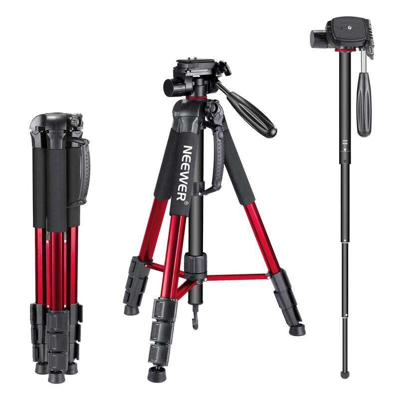 

NEEWER ALUMINUM ALLOY CAMERA TRIPOD MONOPOD WITH PAN HEAD (RED)