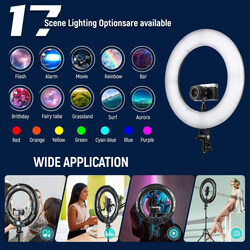 Promage 18 Inch RGB Ring Light, for Apple Phone/Pad/Camera with Carrying Bag, with Stand, White