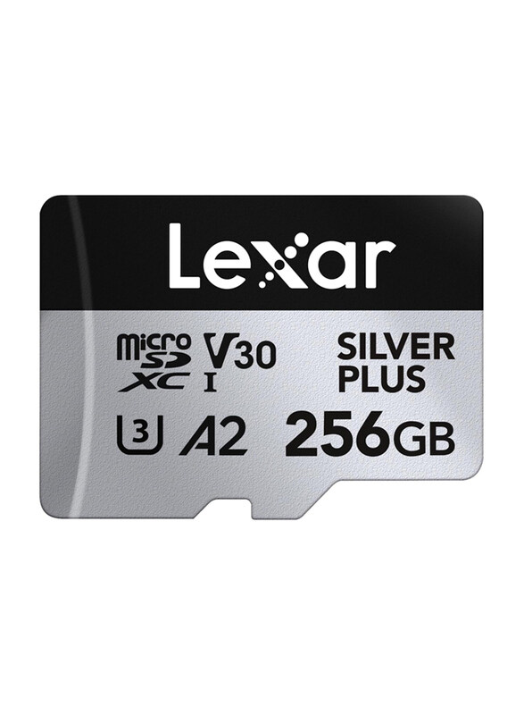

Lexar 256GB Silver Plus microSDXC SD Card, Silver/Black