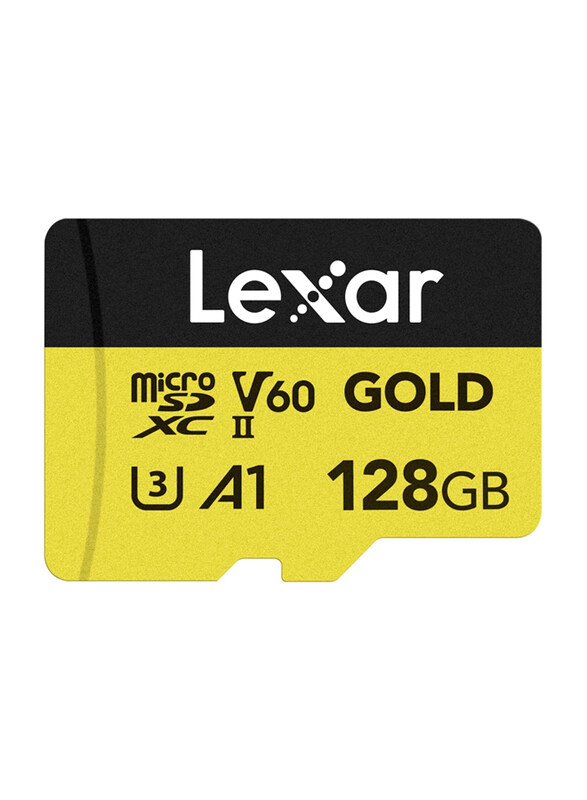 

Lexar 128GB Professional Gold Micro SD Card, Yellow/Black