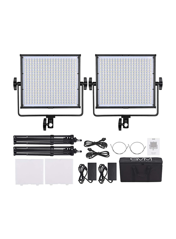 GVM 520LS Dimmable Bi-Color Video Lighting Kit, 2 Packs LED Panel Light, 3200-5600K, CRI97+ TLCI97, Black
