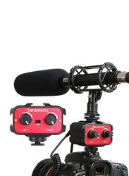 محول صوتي سلبي ثنائي القناة من سارامونيك SR-AX100 لكاميرات DSLR، أحمر