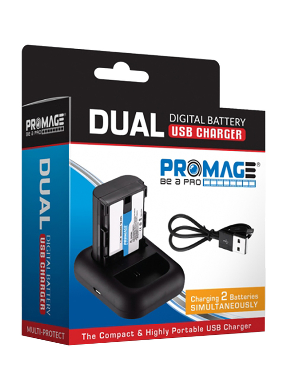 Promage ENEL14 Dual Digital Battery USB Small Charger, Black