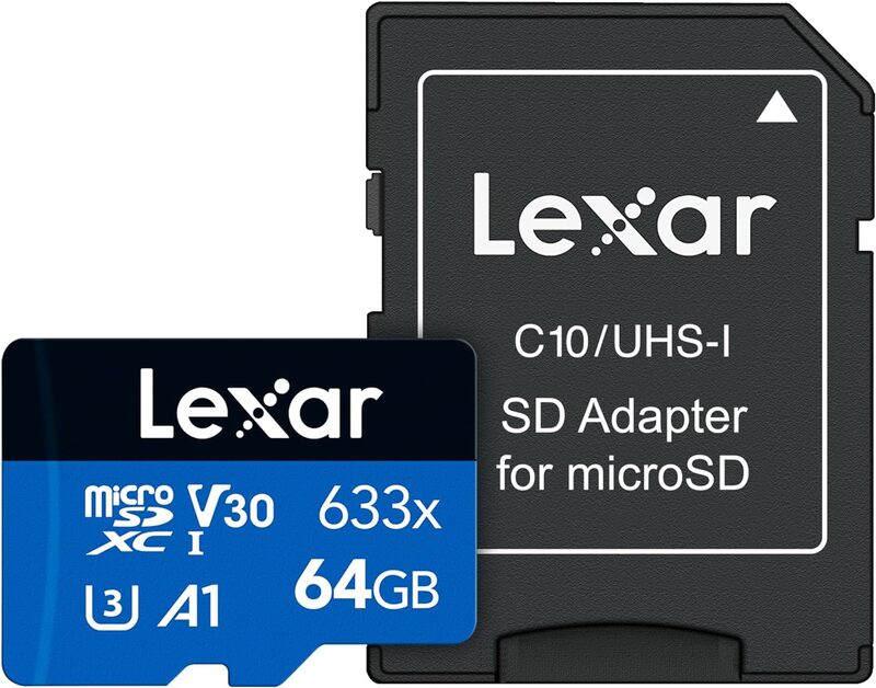 LEXAR HIGH-PERFORMANCE 64GB 633X MICROSDXC UHS-I, UP TO 100MB/S READ 45MB/S WRITE C10 A1 V30 U3