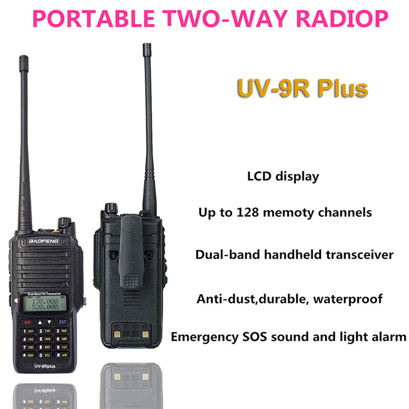 BAOFENG UV-9R PLUS 8W RADIO HANDHELD DUAL BAND PORTABLE WALKIE TALKIES WITH EARPIECE