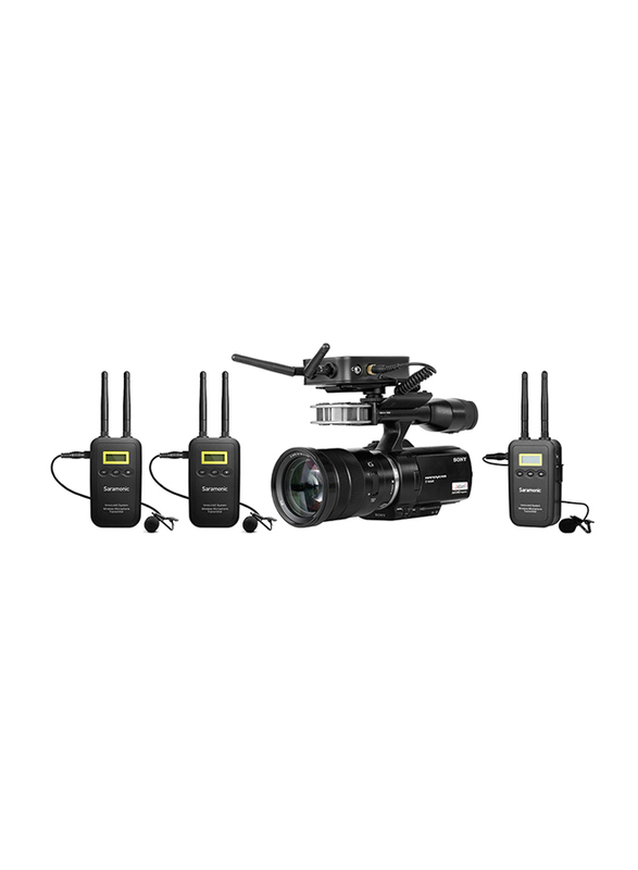 سارامونيك VmicLink5 RX + TX نظام ميكروفون لاسلكي رقمي مثبت على الكاميرا لDSLR، أسود