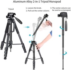 NEEWER ALUMINUM ALLOY CAMERA TRIPOD MONOPOD WITH PAN HEAD(BLACK)