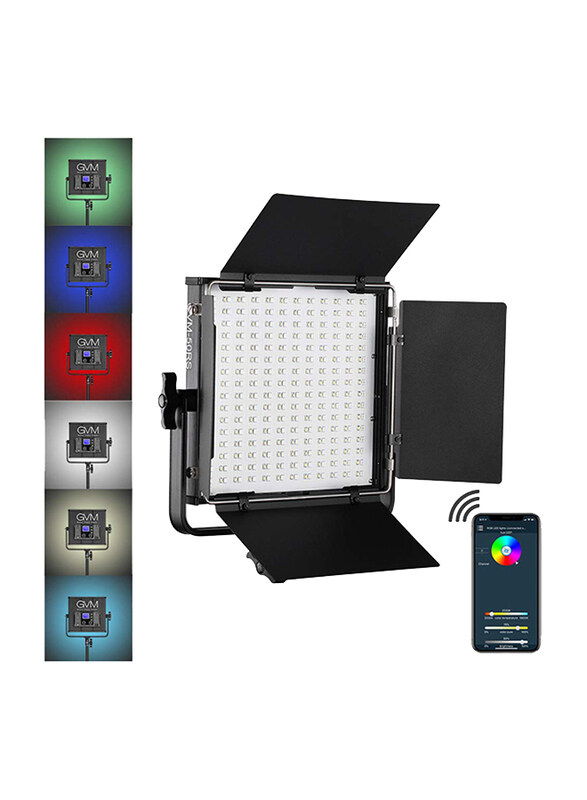 GVM 50RS RGB Video Light Full Color Output CRI97+ APP Control 3200K-5600K LED Continuous Video Light Kit for Studio, Black