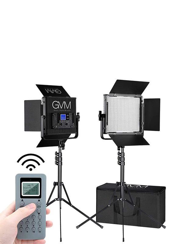 Great Video Maker 672S-B2L LED 2 Video Light Kit, CRI97+ TLCI97+ 22000lux Dimmable Bi-Color 3200K-5600K Light Panel with Digital Display, Black/White