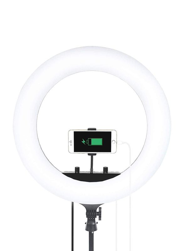 Promage 18 Inch RGB Ring Light, for Apple Phone/Pad/Camera with Carrying Bag, with Stand, White