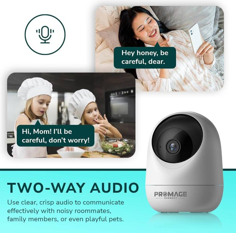 

Promage Connect 4MP 2K+ Indoor PTZ Security Camera with IR Night Vision, White