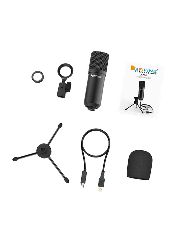 Fifine K730 USB Desktop Microphone for Recording Podcasting Condenser Microphone, Black