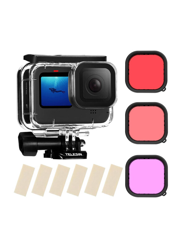 

Telesin Waterproof Case with 3-Pack Dive Filter for GoPro Hero 9, Black