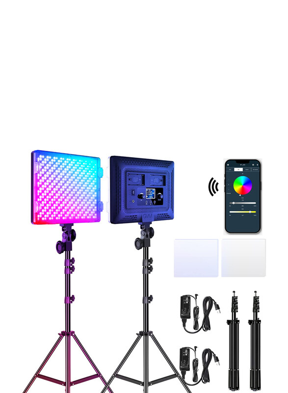 

Multiple GVM RGB LED Lights Photography Lighting Kit 50W Bi-Color 3200K-5600K Studio Lights 672 Led Beads APP Control Film Lights Panels CRI 97+, Multicolour