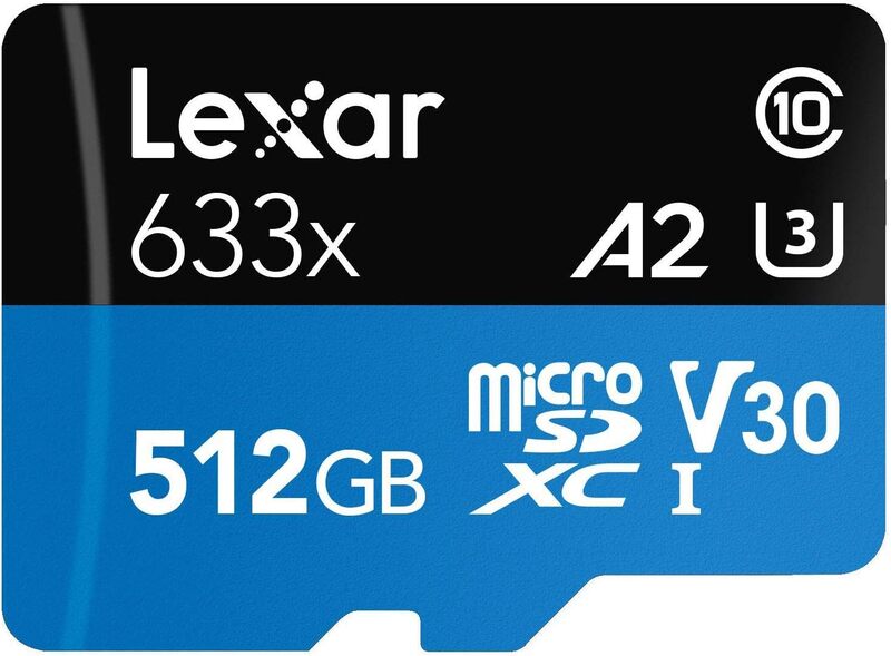 LEXAR HIGH-PERFORMANCE 512GB 633X MICROSDXC UHS-I WITH SD ADAPTER, UP TO 100MB/S READ 70MB/S WRITE C10 A2 V30 U3