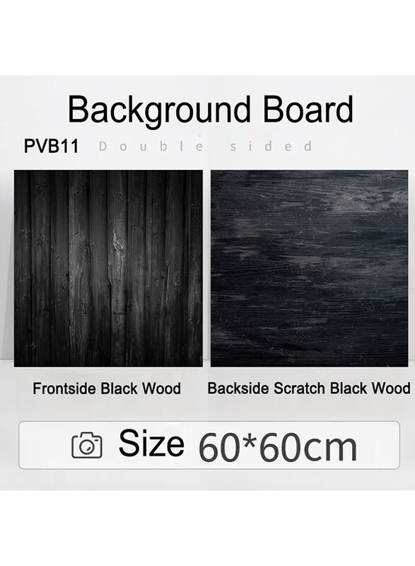 

Promage Wood & Scratch Wood Double-Sided PVC 2-in-1 Photography Background Board, PM-PVB11, Black
