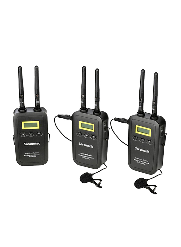 Saramonic VMIC LINK5 RX+TX+TX 2-Person Wireless Lavalier Microphone System with Portable 3-Channel Camera-Mountable Receiver for Camera/Camcorder, Black