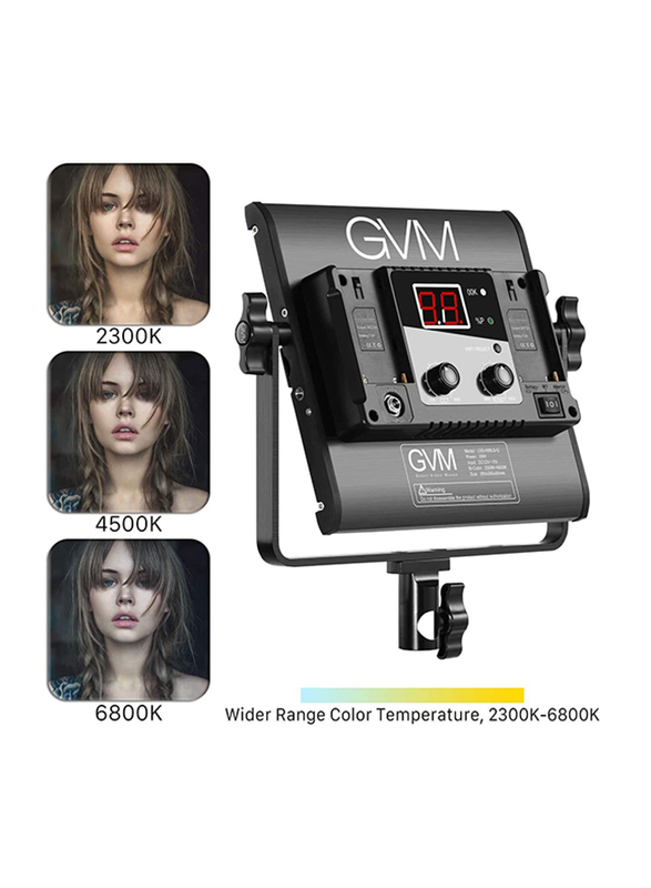 GVM Dimmable Bi-Color Video Lighting Kit, 3 Packs LED Panel Light, 2300K-6800K, CRI97+ TLCI97, Black