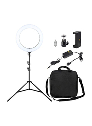 Promage 18 Inch Ring Light with Mirror, Light Remote, 3 Phone Holder Hot Shoe Mount, Light Stand for Makeup Photography, Live streaming, White