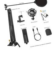 Fifine K780 Factory Professional Recording USB Microphone with Arm Stand, Black