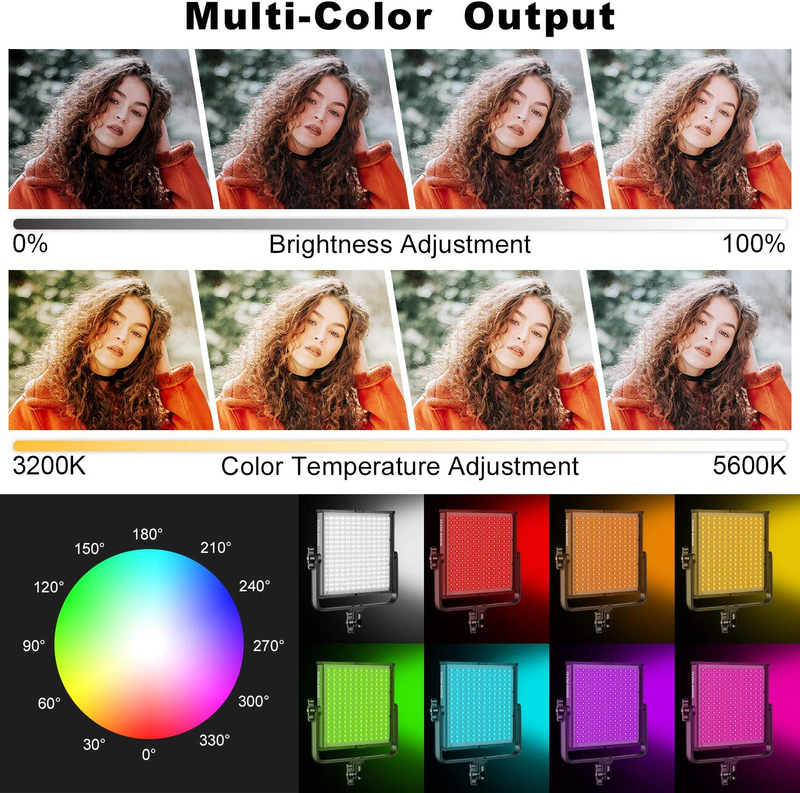 Great Video Maker RGB LED Studio 2-Light Soft Video Light Panel Kit 50RS2L, RGB Mode for Custom Colors, Black/White