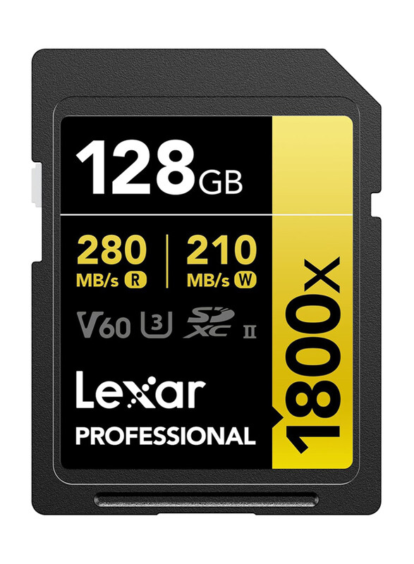 

Lexar 128GB Professional 1800X SDXC UHS-II Memory Card, Black