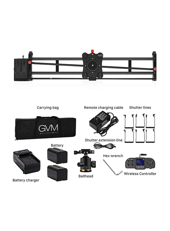 GVM 48-inch/120cm 1.5D-120 Wireless Carbon Fiber Motor Camera/Video Slider with Bluetooth Remote & Mobile App Control, Black
