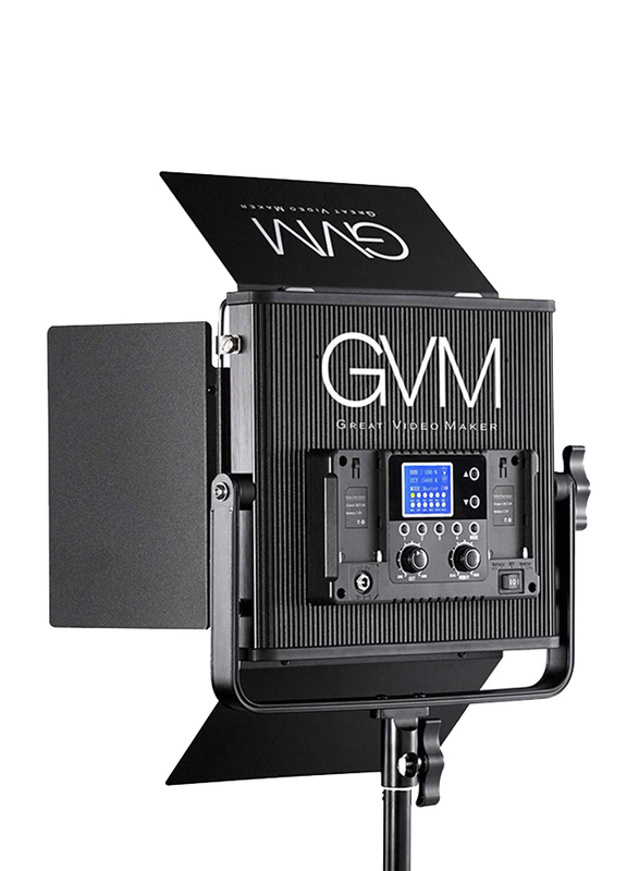 Great Video Maker 896S LED Bi-Color Video Lights with Joint Control for Video Studio Shooting, LED Panel Light + Barn door (Single Light), Black/White