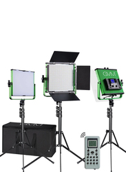 GVM 520LS Dimmable Bi-Color Video Lighting Kit, 3 Packs LED Panel Light, 3200-5600K, CRI97+ TLCI97, and 70inch Stand Lighting Kit, Black