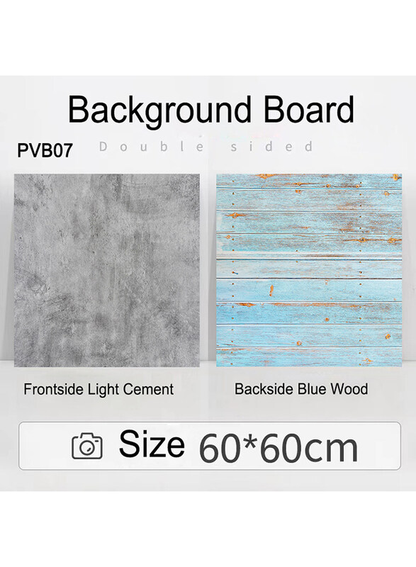 

Promage Cement & Wood Double-Sided PVC 2-in-1 Photography Background Board, PM-PVB07, Light Grey/Blue