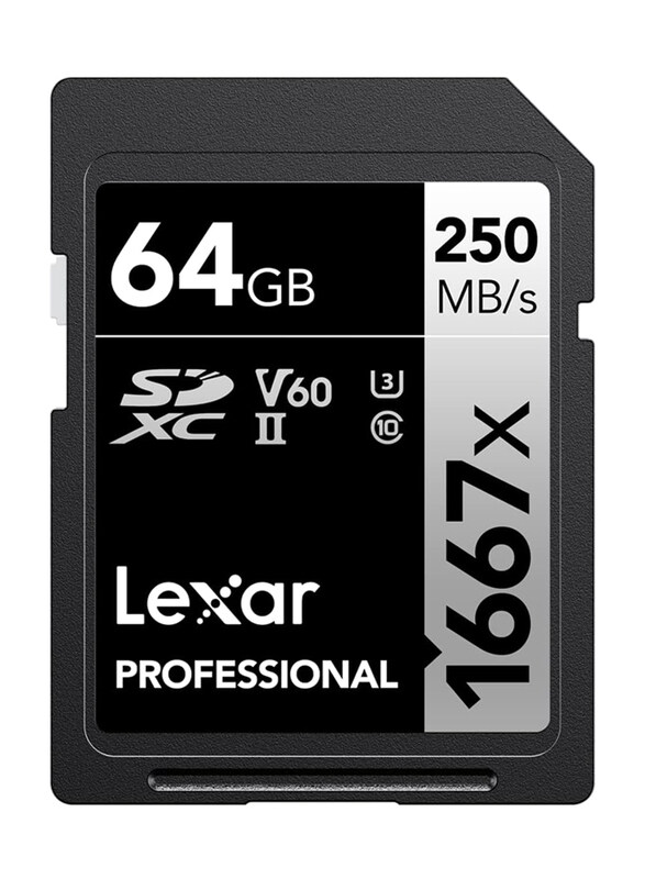 

Lexar 64GB Professional 1667x SDXC UHS-II Card, Black