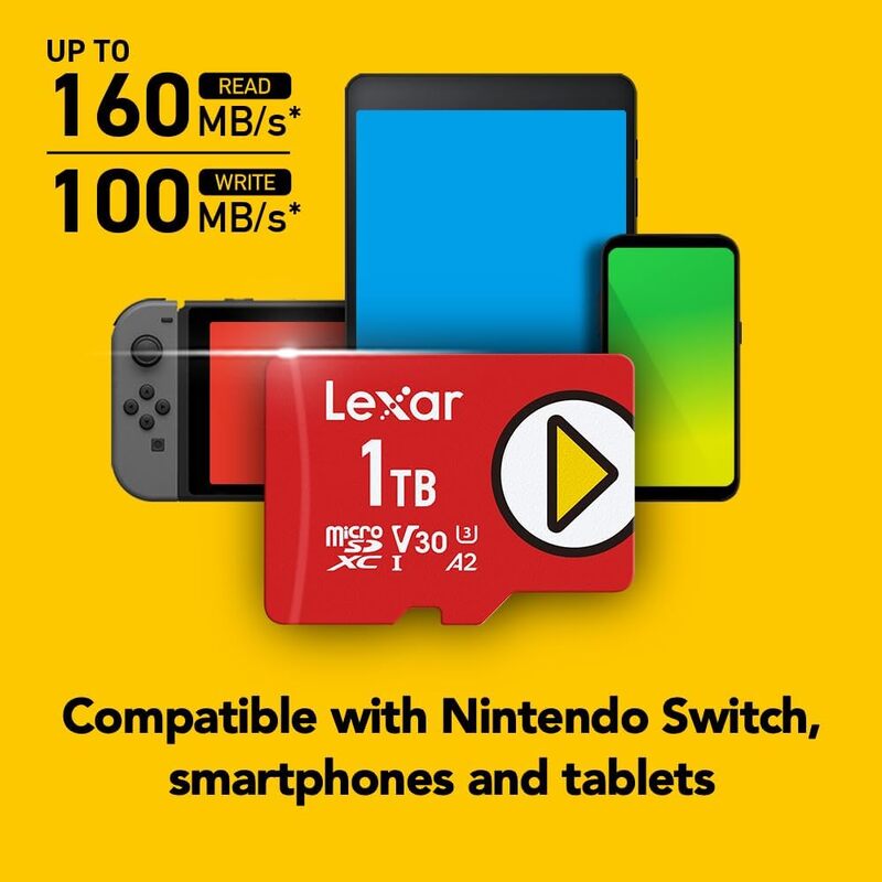 LEXAR PLAY 1TB MICROSDXC UHS-I CARDS, UP TO 150MB/S READ C10 A2 V30 U3