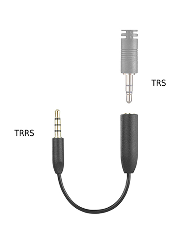 كيبل محول الميكروفون TRS من سارامونيك، 3.5mm جاك ذكر الى 3.5mm أنثى TRS للهواتف الذكية/الأجهزة اللوحية، أسود