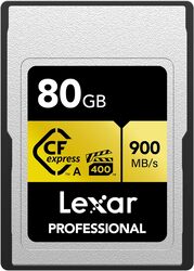 LEXAR PROFESSIONAL 80GB CFEXPRESS TYPE A CARD GOLD SERIE, UP TO 900MB/S READ 800MB/S WRITE. VPG 400