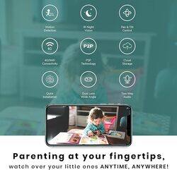 Promage Connect 3MP Dual Lens Pan/Tilt Security Camera for Baby Monitor, w/Motion Detection, 1080P, 2-Way Audio, Night Vision, Cloud & SD Card Storage, Works with Alexa & Google Home, PC-I422-W