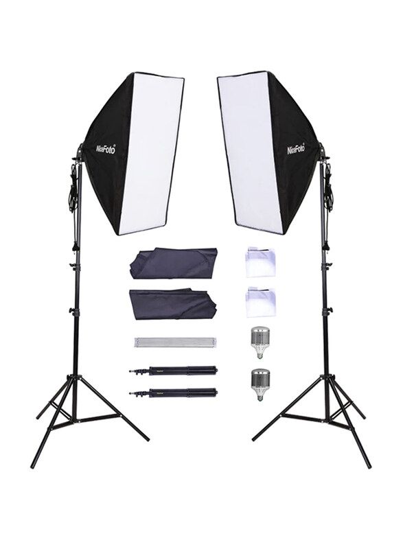 

Generic Nicefoto KT-1305 Professional 2 Light Kit, LED 180 2 pcs 50x70cm Softbox, 2pcs 220ALight Stand Kit, LED Lamp Set, Multicolor
