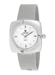 Geneval of Switzerland Analog Watch for Women with Stainless Steel Band. Water Resistant. GM1616WW. Silver-White