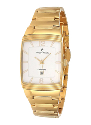 Philippe Moraly of Switzerland Analog Watch for Women with Stainless Steel Band. Water Resistant. M1324GW. Gold-White