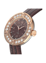 Philippe Moraly of Switzerland Analog Watch for Women with Leather Band. Water Resistant. LS1156ROO. Brown