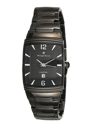 Philippe Moraly of Switzerland Analog Watch for Women with Stainless Steel Band. Water Resistant. M1324BB. Black