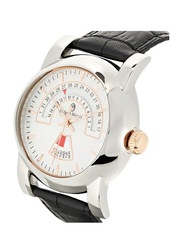 Philippe Moraly of Switzerland Analog Watch for Men with Leather Band. Water Resistant. L1463CRWB. Black-White