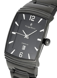 Philippe Moraly of Switzerland Analog Watch for Women with Stainless Steel Band. Water Resistant. M1324BB. Black