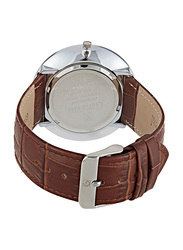 Geneval of Switzerland Analog Watch for Men with Leather Band. Water Resistant. GL1713WOO. Brown
