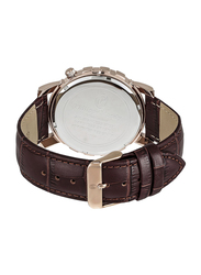 Philippe Moraly of Switzerland Analog Watch for Men with Leather Band. Water Resistant and Date Display. L1017RAO. Brown-Beige