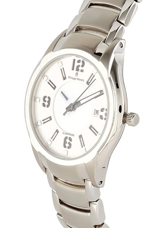 Philippe Moraly of Switzerland Analog Watch for Women with Stainless Steel Band. Water Resistant. M1322WW. Silver-White
