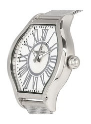 Philippe Moraly of Switzerland Analog Watch for Women with Stainless Steel Band. Water Resistant. M1612WW. Silver-White