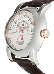 Philippe Moraly of Switzerland Analog Watch for Men with Leather Band. Water Resistant. L1463CRWO. Brown-Rose Gold