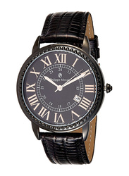 Philippe Moraly of Switzerland Analog Watch for Men with Leather Band. Water Resistant. L1711. Black