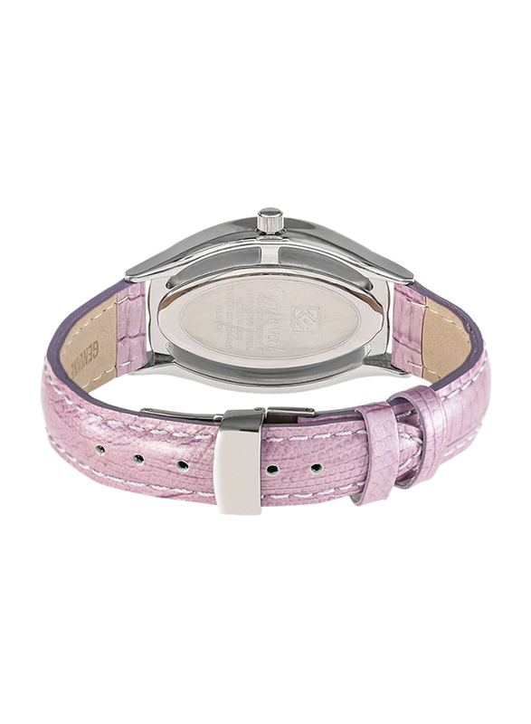 Geneval of Switzerland Analog Watch for Women with Leather Band. Water Resistant. GLS146WVV. Purple